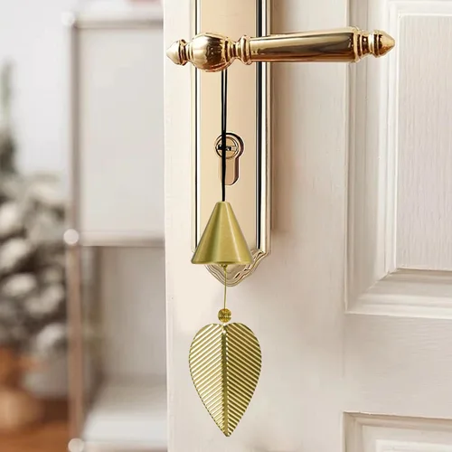 Miniatura 4 de Campana colgante de hoja dorada para buena suerte, campanilla de viento colgante, decoración del hogar, campana china de Feng Shui (forma de cono)