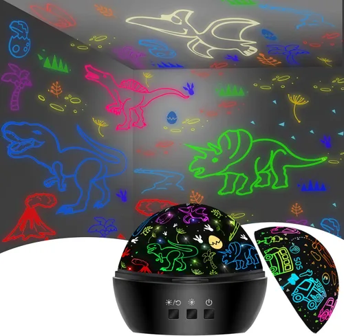 Juguetes de luz nocturna de dinosaurio para niños de 3 a 8 años, proyección de dinosaurio 2 en 1 para niños de 2 a 10 años, regalos para niños y