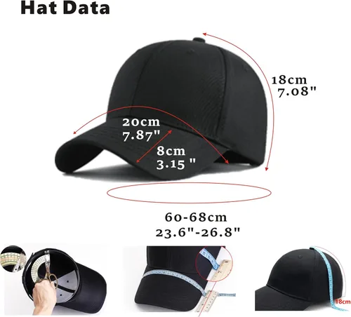 Miniatura 7 de Gorra de béisbol de gran tamaño XXL para hombres, sombreros de cabeza grande, sombrero de papá ajustable de 23.6 a 26.8 pulgadas
