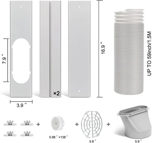 Miniatura 2 de Kit de puerta de ventana de aire acondicionado portátil con manguera de escape, sello de ventana ajustable para unidad de CA, kit de ventilación