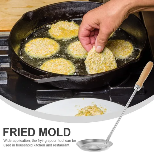Miniatura 6 de Kichvoe Molde Bunuelos con asa de 15 pulgadas, ligero, de acero inoxidable, para freír bocadillos para panqueques caseros Bu Uelos y golosinas