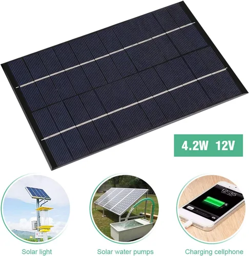 Miniatura 2 de Eujgoov Mini panel solar portátil, módulo de panel solar policristalino 12 V 4.2 W de alta eficiencia DIY polisilicio módulo de energía de batería