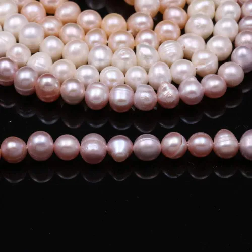 Miniatura 3 de Cuentas de perlas naturales 100% redondas de perlas de agua dulce sueltas para hacer joyas, collares, pulseras, dijes, 2 hebras de 0.197-0.236 in