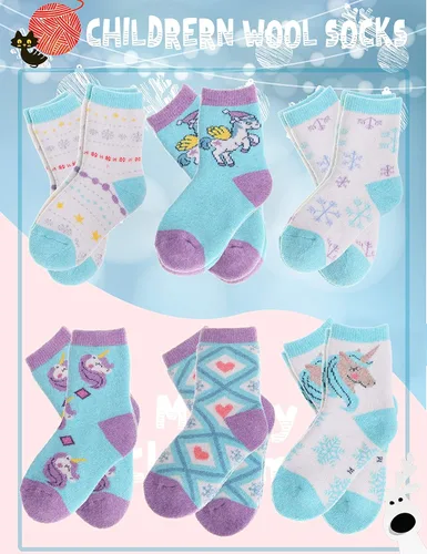 Miniatura 89 de ANTSANG Calcetines de Lana, Calcetines Térmicos Cálidos y Gruesos Tipo Crew Boot para Niños Pequeños, Niños y Niñas, 6 Pares