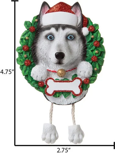 Miniatura 4 de Adornos de Navidad personalizados para perros de Elfos 2024 – Corona de Husky para la primera Navidad de los amantes de los perros Husky siberiano