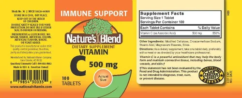Miniatura 2 de Nature's Blend Vitamina C 500 mg 100 Comprimidos
