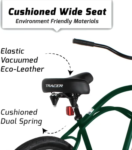 Miniatura 6 de Tracer Bicicleta de crucero de playa para adultos, ruedas de 26 pulgadas, freno de montaña de una sola velocidad, bicicleta doble para mujeres, M&F