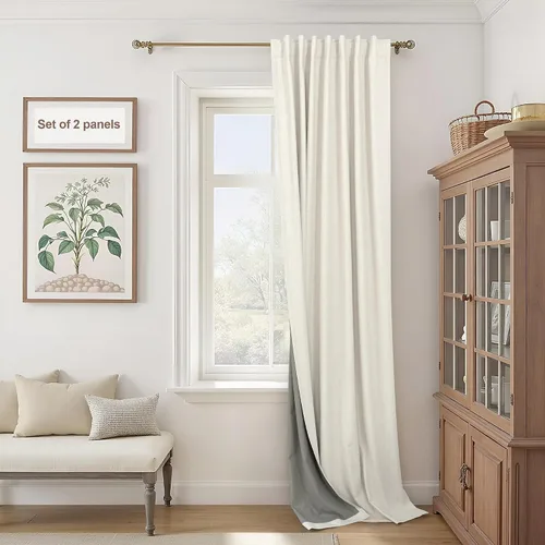 Miniatura 33 de Pitalk Cortinas cortas 100% opacas de lino para cafetería, 40 pulgadas de largo, 2 paneles, cortinas de puerta francesa para ventana, cortina