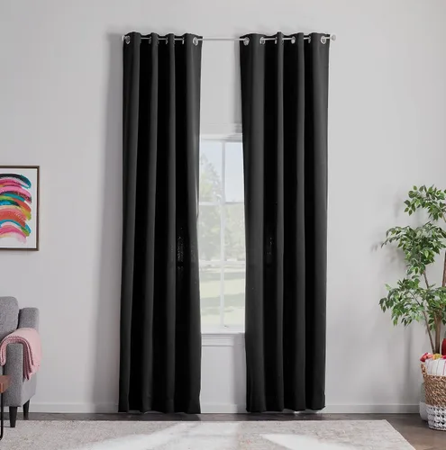 Miniatura 20 de Linenspa Juego de 2 paneles de cortinas opacas 85% - Cortinas negras de 84 pulgadas de largo, aislamiento térmico, reducción de ruido, esenciales