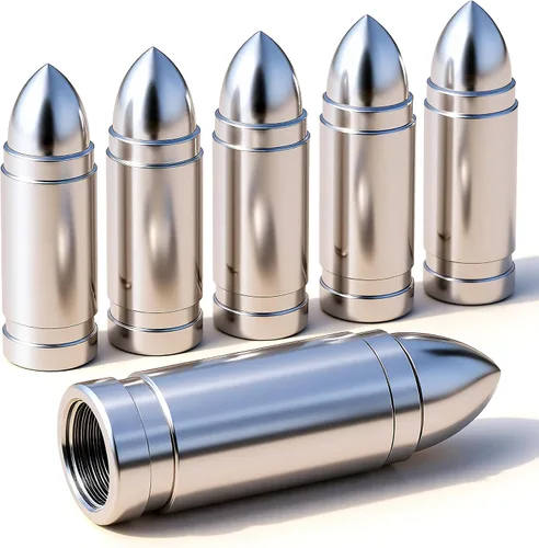 Miniatura 31 de 4 piezas de tapas de válvula de neumático estilo bala, resistentes a la corrosión, tapas universales de válvula de neumático de aleación de aluminio
