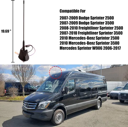 Miniatura 3 de Antena de radio montada en el techo del coche compatible con Benz Sprinter W906 2007-10 Dodge Freightliner Sprinter A9068200475 2006-17