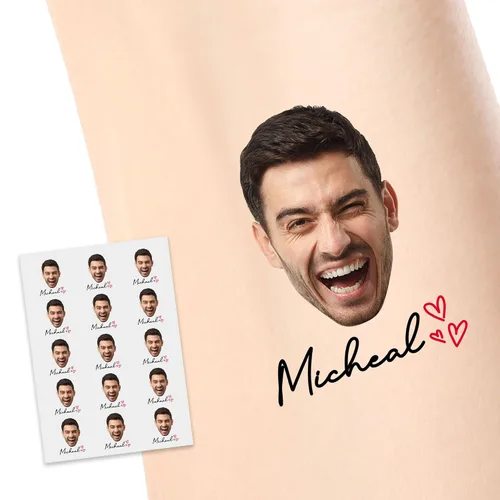 Miniatura 26 de Tatuajes temporales personalizados, personaliza cualquier foto tatuajes para cumpleaños, boda, despedida de soltera, 1 juego de 15 tatuajes Patrón 9