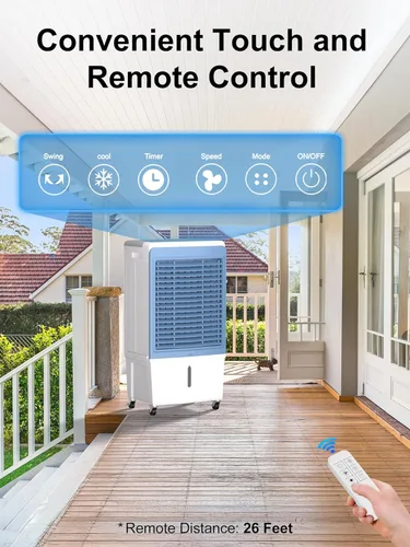Miniatura 5 de Uthfy Enfriador de aire acondicionado Swamp de 6000 CFM, enfriador de aire evaporativo para exteriores con tanque de agua de 13.5 galones, control