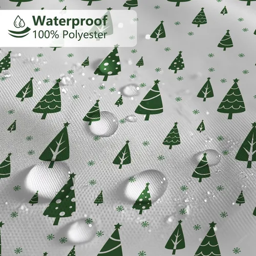 Miniatura 6 de MEHOFOND Cortina de ducha de Navidad Feliz, 183x183 cm, árbol de Navidad verde, cortina de baño de invierno, tela de poliéster impermeable