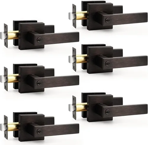 Miniatura 119 de Probrico Paquete de 4 manijas de puerta simuladas en negro mate, manijas interiores que no giran, manijas reversibles resistentes para interiores