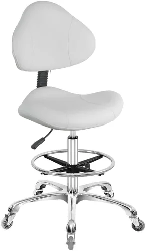 Miniatura 9 de Silla de dibujo giratoria con ruedas, ajustable, resistente (400 libras), soporte lumbar, silla de tareas para escritorio en casa, estudio, Negro
