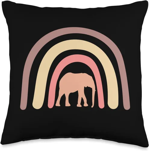 Elephant Gifts for Men Women Kids Toddlers by RJ Elefante mamífero africano del zoológico lindo arco iris bohemio rosa, 16 x 16 pulgadas, multicolor