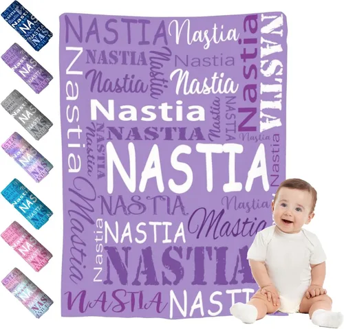Miniatura 11 de Mantas de bebé personalizadas para niño y niña, manta de bebé personalizada con nombre para niños y adultos, mantas suaves personalizadas