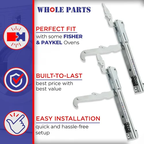 Miniatura 4 de Whole Parts DCS - Bisagra para puerta de horno de pared de 30 pulgadas (2 piezas) – Parte # 211344 – Compatible con Fisher & Paykel – Metal