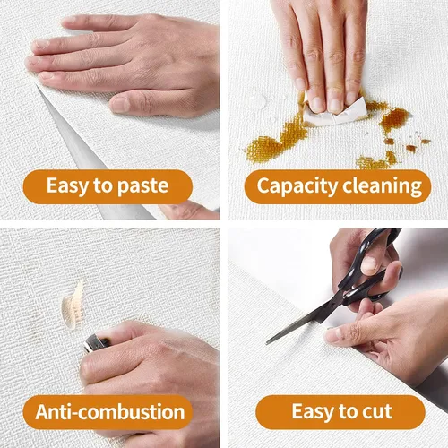 Miniatura 6 de Panel de pared 3D con textura de lino para despegar y pegar, impermeable, adecuado para decoración de pared de sala de estar y dormitorio