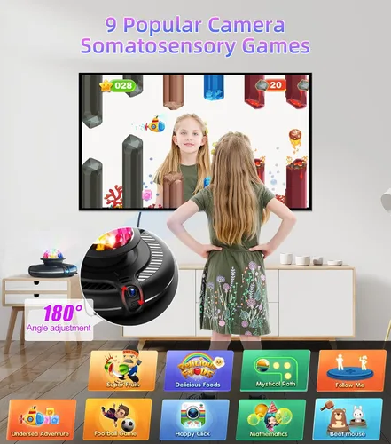 Miniatura 8 de FWFX Tapete de baile inalámbrico para niños y adultos, sistema interactivo de juegos de TV con almohadilla de baile de fitness, juegos deportivos