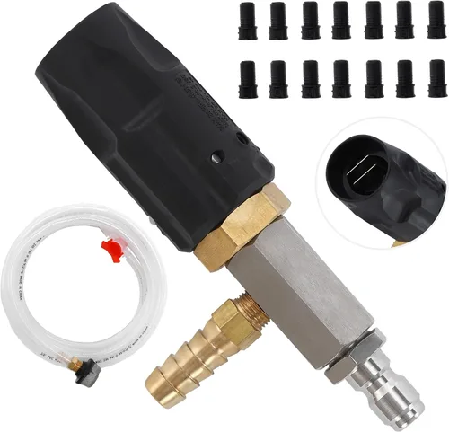 JOEJET Inyector aguas abajo para lavadora a presión, kit de inyector químico ajustable, lavadora de potencia variable Boquilla de largo alcance,