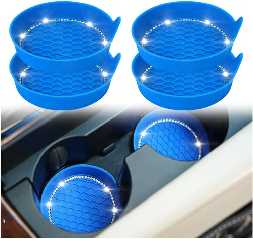 Miniatura 14 de zipelo Portavasos para automóvil con brillantes, paquete de 4 unidades, universal, para vehículo, antideslizante, portavasos con inserción, silicona