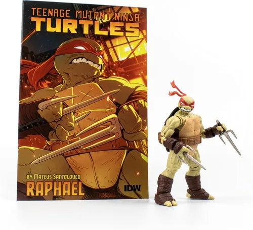 Miniatura 9 de Figura de acción de Michelangelo de Teenage Mutant Ninja Turtles BST AXN v2 IDW de 5 pulgadas y libro de cómics de Michelangelo de IDW edición