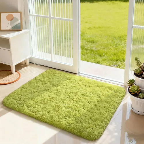Miniatura 8 de Merelax Alfombra Moderna Suave y Esponjosa Shaggy para Dormitorio Sala de Estar Decoración de Sillas Pequeñas Alfombras Tapetes para Pies Piso, Verde