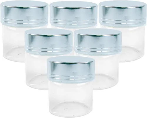 Miniatura 9 de Botella de vidrio transparente de 5.1 fl oz con tapa de aluminio plateado, 6 unidades, adecuada para recepción de cocina, azafrán, té, Plata