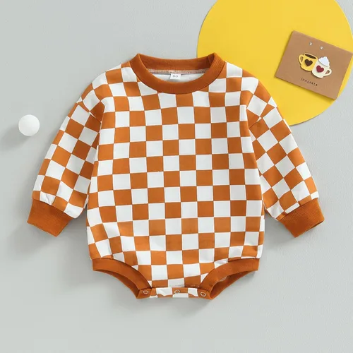 Miniatura 38 de Karuedoo Sudadera a cuadros para bebé niño y niña, mameluco de gran tamaño, manga larga, con burbujas, ropa neutra para otoño
