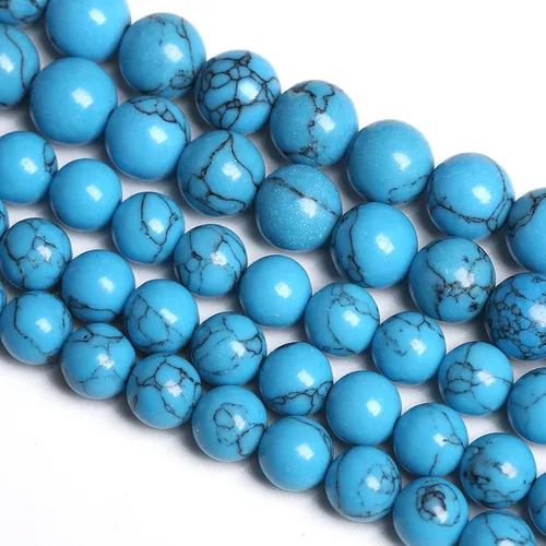 Miniatura 126 de 4MM 86 piezas cuentas sueltas de calcedonia azul aguamarina para hacer joyas, pulseras, collares Aguamarina azul