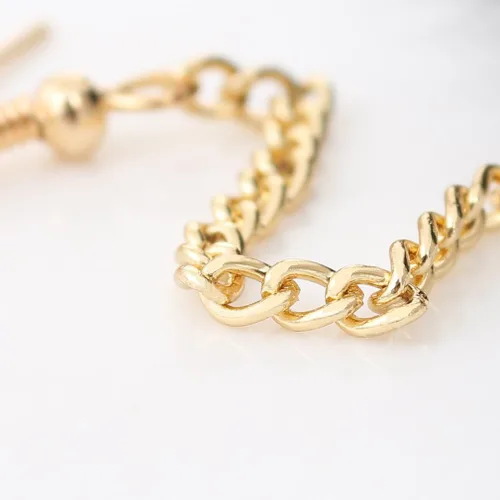 Miniatura 5 de Boderier - Aretes colgantes con cadena dorada y pompones de piel de conejo para mujeres y niñas