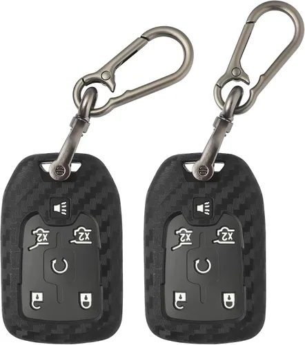 Miniatura 8 de TOMALL Paquete de 2 fundas para llavero GMC con llavero, funda de llave de goma de silicona de 5 botones compatible con GMC Acadia Sierra Terrain