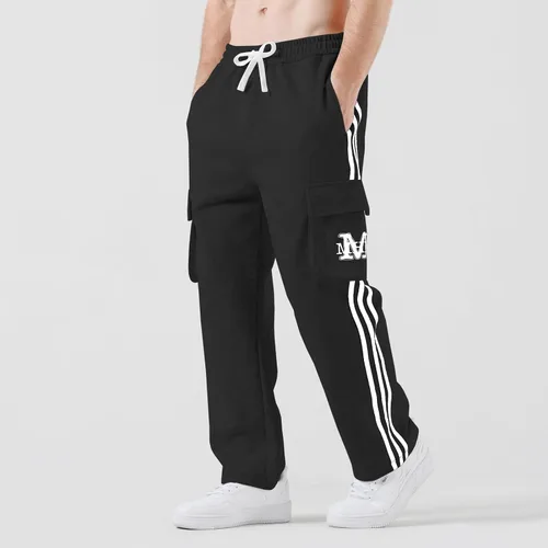 Miniatura 3 de HHZ Pantalones deportivos de algodón para hombre, casuales, holgados, para yoga, atléticos, para descansar, correr, pantalones de jersey para hombre
