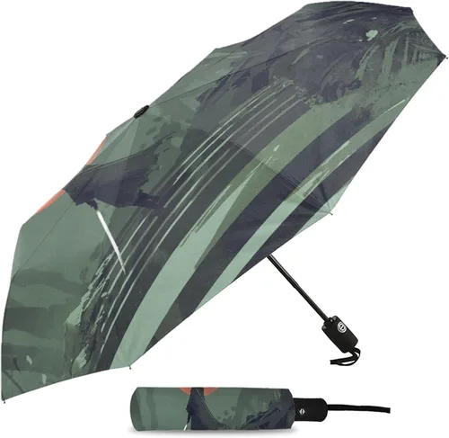 Miniatura 2 de DHDM Automatic Beach Umbrella Outdoor Adults Printed Rain Umbrella for Men Kids Parasol