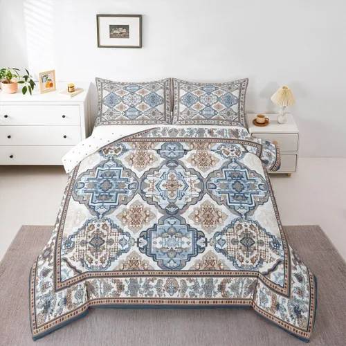 Miniatura 9 de Erosebridal Oriental Bedding - Juego de edredón vintage para cama individual, diseño floral persa, bohemio, tribal, tradicional, estético