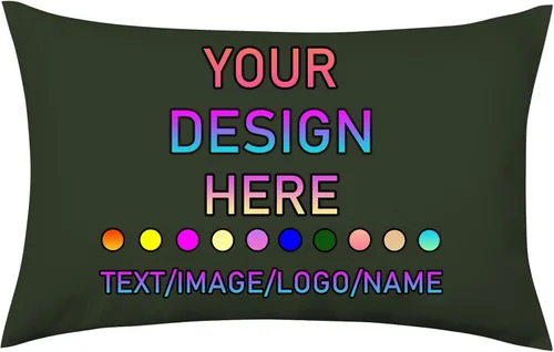 Funda de almohada con foto personalizada de 12 x 20 pulgadas, funda de cojín decorativa para sofá, cama, decoración del hogar, color verde militar