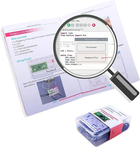 Miniatura 7 de GeeekPi Kit básico de inicio para Raspberry Pi Pico, con Breadboard, módulo de pantalla LCD I2C 1602, servo Mirco de 0.32 oz para principiantes