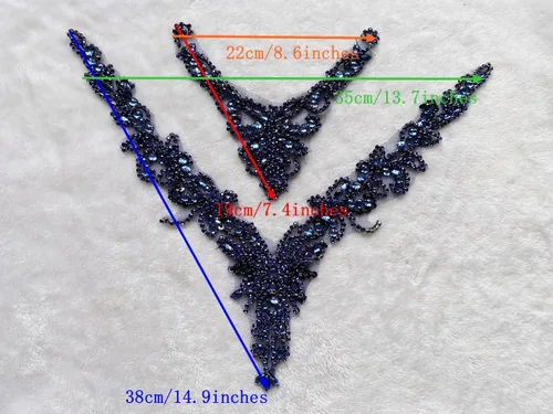 Miniatura 5 de Accesorios de apliques de encaje de diamantes de imitación hechos a mano puros cuentas de costura a mano piedras parches para vestido de novia