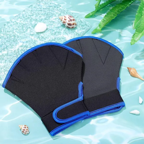 Miniatura 7 de 2 pares de guantes acuáticos de natación, guantes de entrenamiento de natación de mano, guantes de natación para hombres y mujeres, guantes de malla