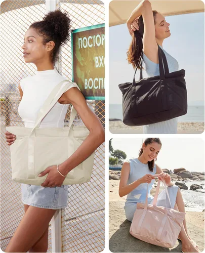 Miniatura 44 de BAGSMART Bolsa de mano para mujer con cremallera, bolsa de gimnasio con compartimentos, bolsa de trabajo para enfermera, baile, bolsa de yoga