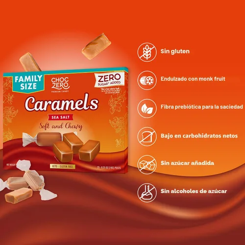Miniatura 4 de ChocZero Caramelos Sin Azúcar - Dulces de Caramelo Keto - Totalmente Naturales, Dulces Clásicos - Bocadillo Bajo en Carbohidratos (Caja de 9oz)