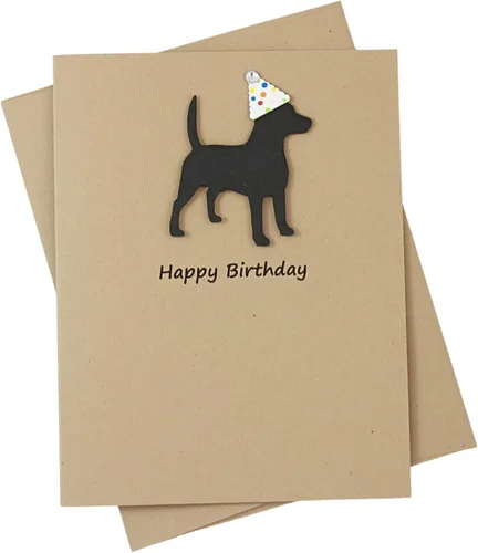 Miniatura 18 de Tarjeta de cumpleaños de pastor australiano negro Tarjeta de felicitación para mascotas con tema de perro australiano negro Sombrero de fiesta