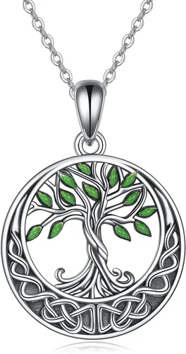 Miniatura 110 de ONEFINITY Collar de plata de ley 925 con diseño de árbol de la vida con colgante de nudo celta de concha de abulón para mujer