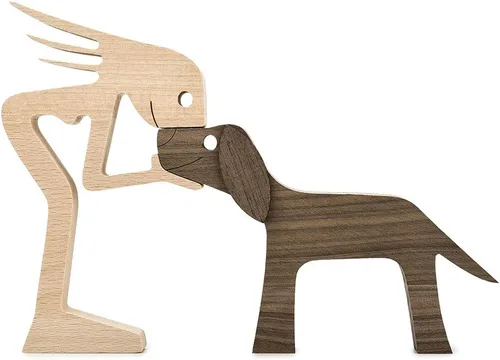 Miniatura 9 de ISHINE Escultura de madera para hombres y gatos, figuras de animales hechas a mano, decoración de madera, figura coleccionable para oficina en casa