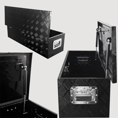 Miniatura 9 de Caja de herramientas de aluminio resistente de 39 pulgadas, caja de herramientas para camioneta, automóvil, remolque, al aire libre, caja