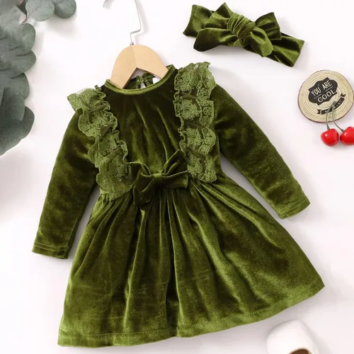 Miniatura 81 de IDOPIP Vestido tutú de terciopelo para niñas pequeñas, vestido de manga larga para princesa, Navidad, cumpleaños, fiesta, boda, vestidos de otoño e