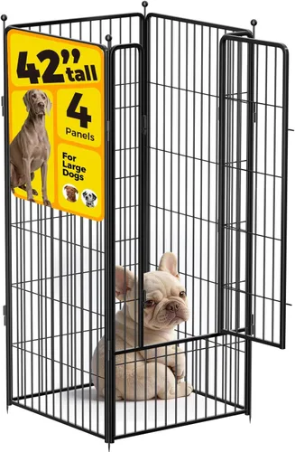 Miniatura 10 de Corralito para perros de 36 pulgadas, 8 paneles para uso en interiores y exteriores, valla de metal resistente para mascotas con estacas