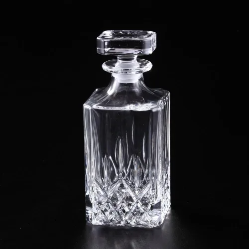Miniatura 4 de Amlong Crystal Decantador de licor de cristal sin plomo con tapón, rectangular